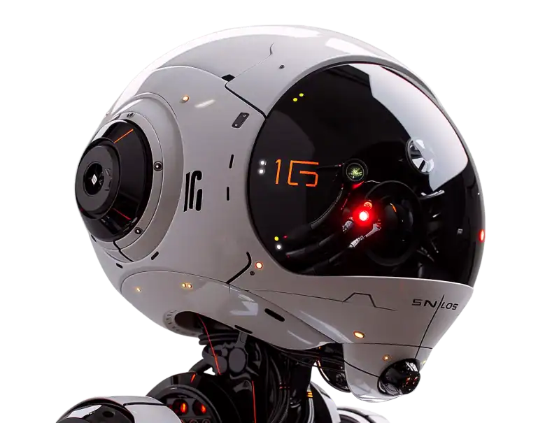 Yapay zeka teknolojisini temsil eden modern robot başı