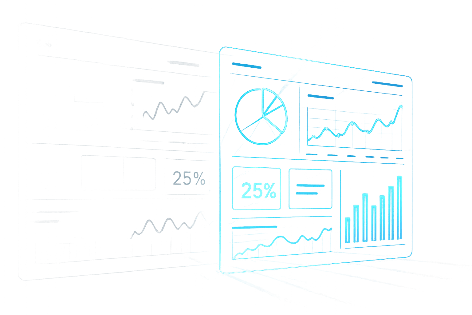 Veri analizi ve grafikler ile dijital raporlama teknolojisi, Neon efektlerle vurgulanmış.